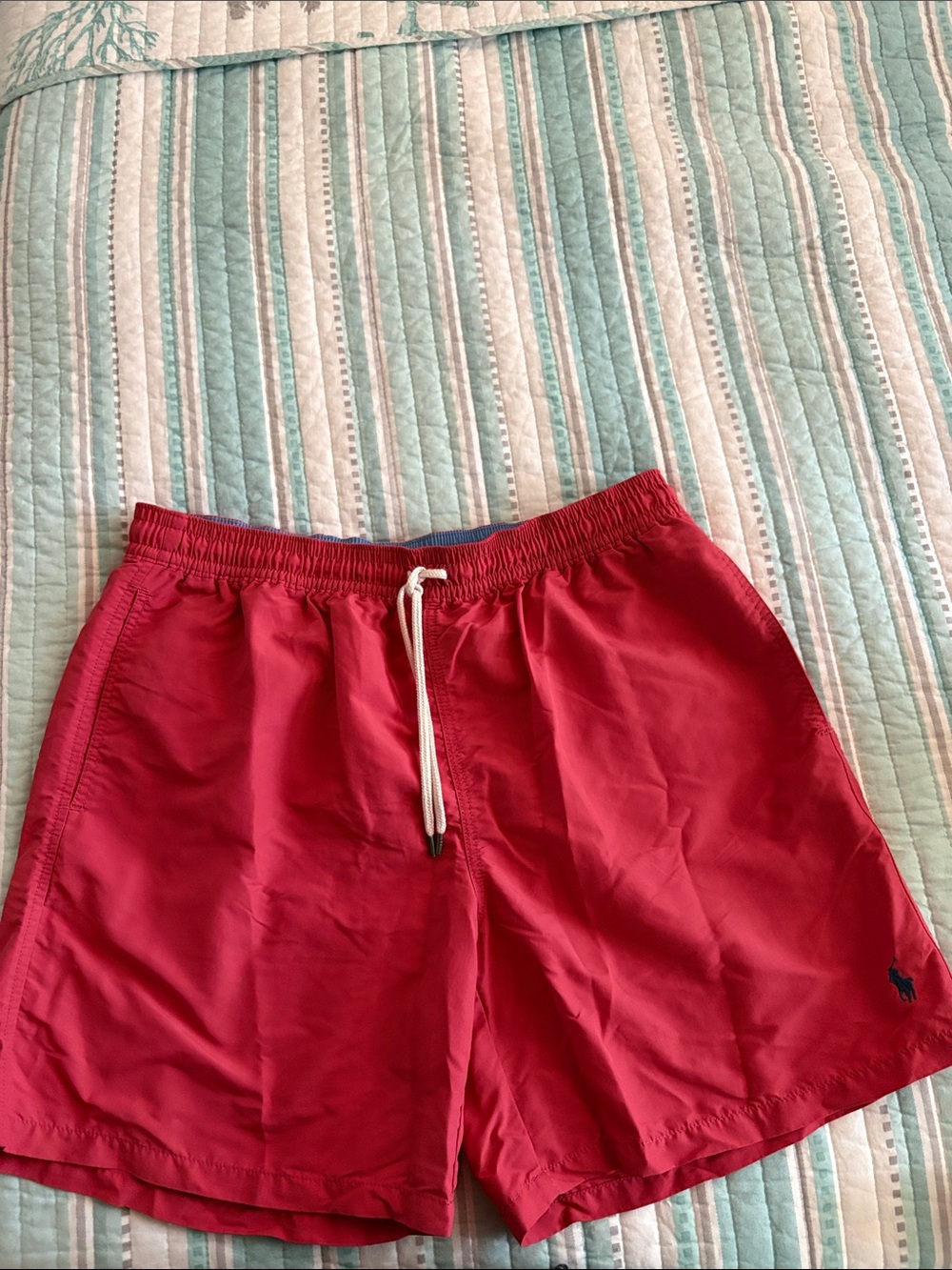 Polo by Ralph Lauren Red Men's Swim Trunks with Drawstring